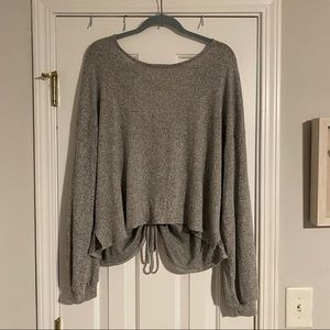 Peach Love Sweater with ruched drawstring back